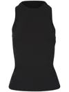 Veronica Beard Sleeveless Ribbed Top In Black