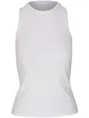 Veronica Beard Sleeveless Ribbed Top In White