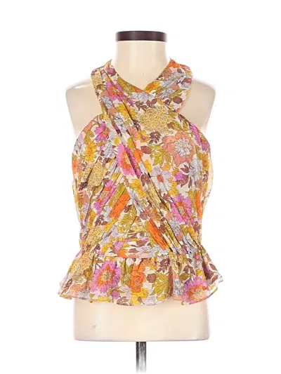Pre-owned Veronica Beard Sleeveless Silk Top Orange Halter Neckline Tops