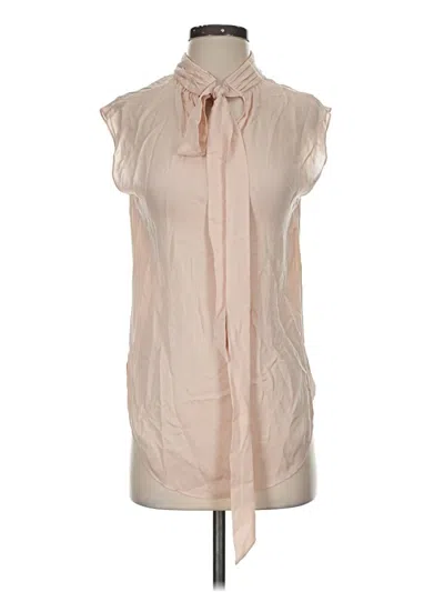 Pre-owned Veronica Beard Sleeveless Silk Top Tan Tie Neck Tops