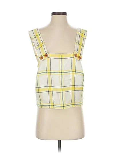 Pre-owned Veronica Beard Sleeveless Top Yellow Square Neckline Tops