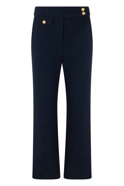 Veronica Beard Slim Trousers With Decorative Buttons In Blue