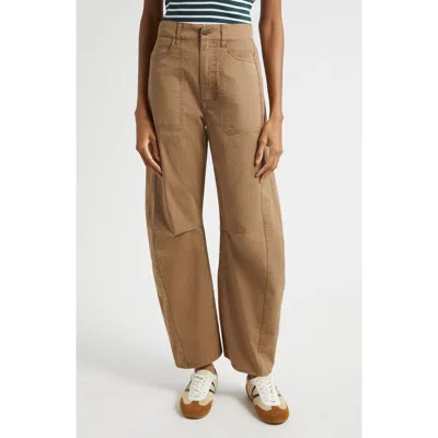 Veronica Beard Sloan Barrel Leg Twill Pants In Brown
