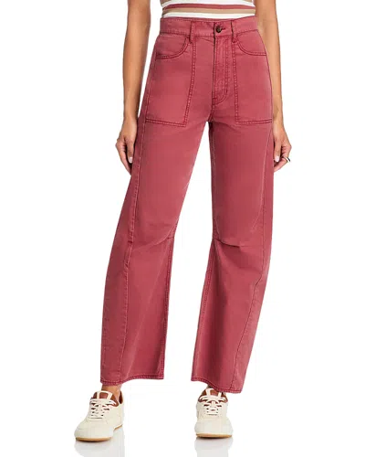 Veronica Beard Sloan High Rise Barrel Jeans In Washed Red Oak In Burgundy