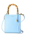 Veronica Beard Small Bamboo Handle Leather Shopper In Light Blue