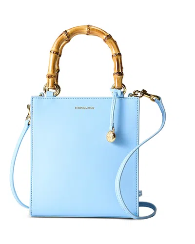 Veronica Beard Small Bamboo Handle Leather Shopper In Light Blue