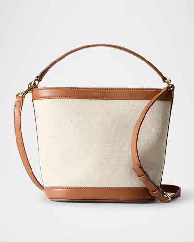 Veronica Beard Small Canvas Bucket Bag In Natural Linen