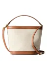 Veronica Beard Small Canvas Bucket Bag In Natural Linen