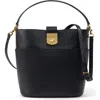 Veronica Beard Small Crest Lock Leather Bucket Bag In Black