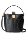 Veronica Beard Small Crest Lock Leather Bucket Bag In Black