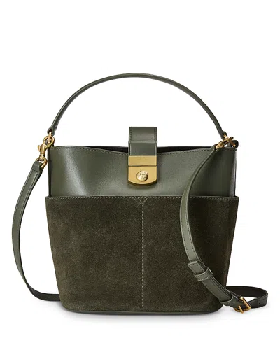 VERONICA BEARD SMALL CREST LOCK LEATHER BUCKET BAG