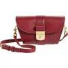 Veronica Beard Small Crest Lock Trap Bag In Oxblood