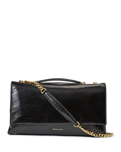 Veronica Beard Small Crinkle Leather Wedge Bag In Black