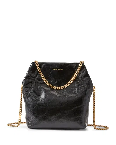 Veronica Beard Small Crinkle Slouch Shoulder Bag In Black