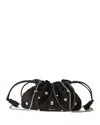 Veronica Beard Small Stash Crystal Leather Drawstring Clutch In Black