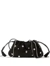 Veronica Beard Small Stash Crystal Leather Drawstring Clutch In Black