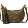 Veronica Beard Small Fortune Leather Shoulder Bag In Green