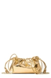 Veronica Beard Small Ruched Metallic Leather Clutch Bag In Gold