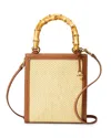 Veronica Beard Small Bamboo Raffia Shopper In Beige/hazelwood