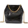 Veronica Beard Small Slouch Metallic Convertible Leather Shoulder Bag In Black