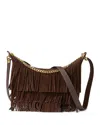 Veronica Beard Small Suede Fringe Fortune Bag In Brown