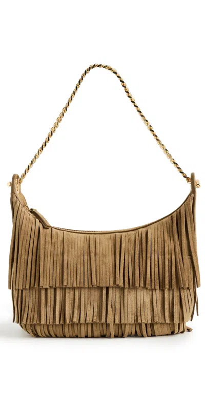 Veronica Beard Small Suede Fringe Fortune Hobo Bag Acorn In Brown