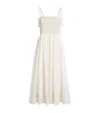 Veronica Beard Smocked Kaela Midi Dress In White