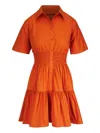 Veronica Beard Greta Button-front Shirtdress In Orange