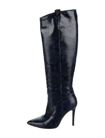 Pre-owned Veronica Beard Snakeskin Animal Print Boots In Blue