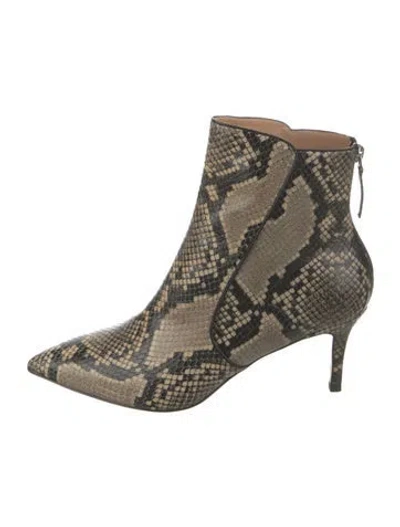 Pre-owned Veronica Beard Snakeskin Animal Print Boots In Neutral