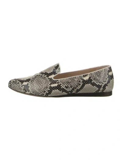 Pre-owned Veronica Beard Snakeskin Animal Print Loafers In Black/grey