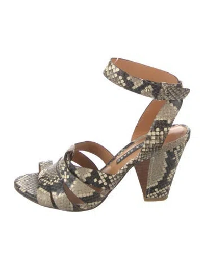 Pre-owned Veronica Beard Snakeskin Animal Print Sandals In Brown