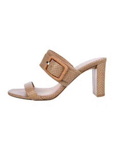 Pre-owned Veronica Beard Snakeskin Animal Print Slides In Neutral