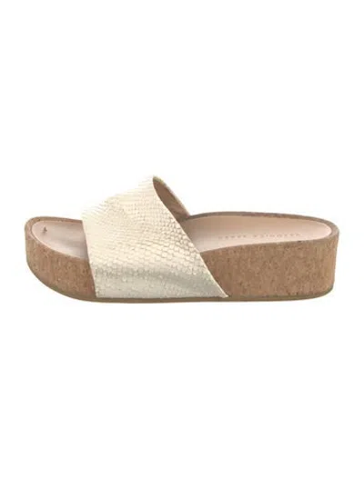 Pre-owned Veronica Beard Snakeskin Animal Print Slides In White