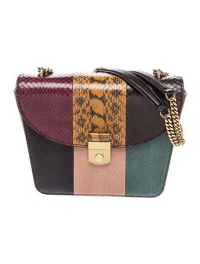 Pre-owned Veronica Beard Snakeskin Crossbody Bag In Black