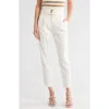 Veronica Beard Sofia Belted Linen Blend Tapered Ankle Pants In White