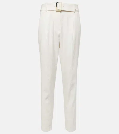 Veronica Beard Sofia High-rise Linen-blend Tapered Pants In Neutrals