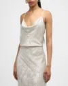 Veronica Beard Sola Brushed Metallic Top In Silver