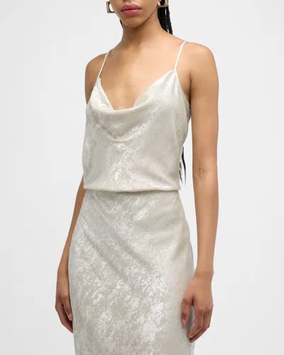 Veronica Beard Sola Brushed Metallic Top In Silver