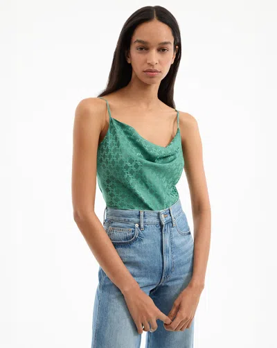 Veronica Beard Sola Silk-blend Tank Top In Green