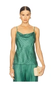 Veronica Beard Sola Cowl Neck Sleeveless Top In Green