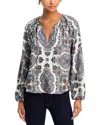 Veronica Beard Solay Paisley-print Crepe Blouse In Off White