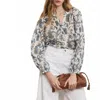 Veronica Beard Soleil Paisley Print Button-up Top In Gray
