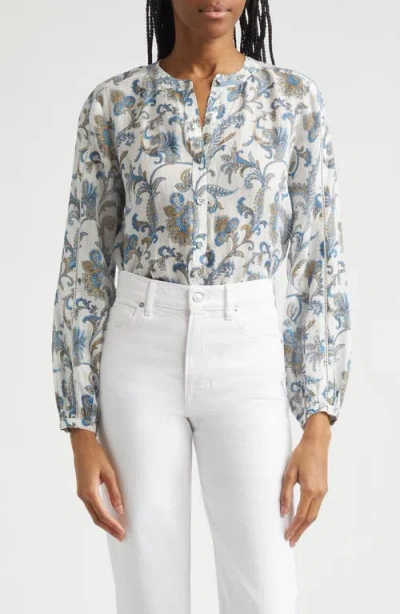 Veronica Beard Soleil Paisley Print Button-up Top In Multi