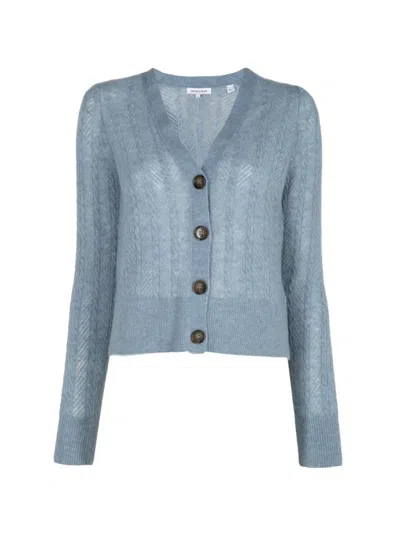 Veronica Beard Solene Cable-knit Cardigan In Blue
