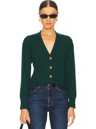 Veronica Beard Solene Cashmere Cardigan In Pine In Silver