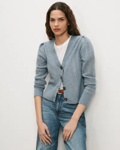Veronica Beard Solene Pointelle Cardigan In Blue River