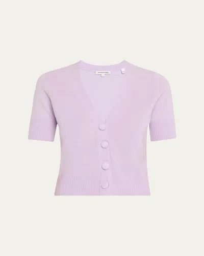Veronica Beard Solene Short-sleeve Cashmere Cardigan In Soft Lilac