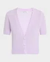 Veronica Beard Short Sleeve Solene Cashmere Cardigan In Soft Lilac In Soft Lilac