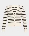 Veronica Beard Solene Stripe Cashmere Cardigan In Ivory Black